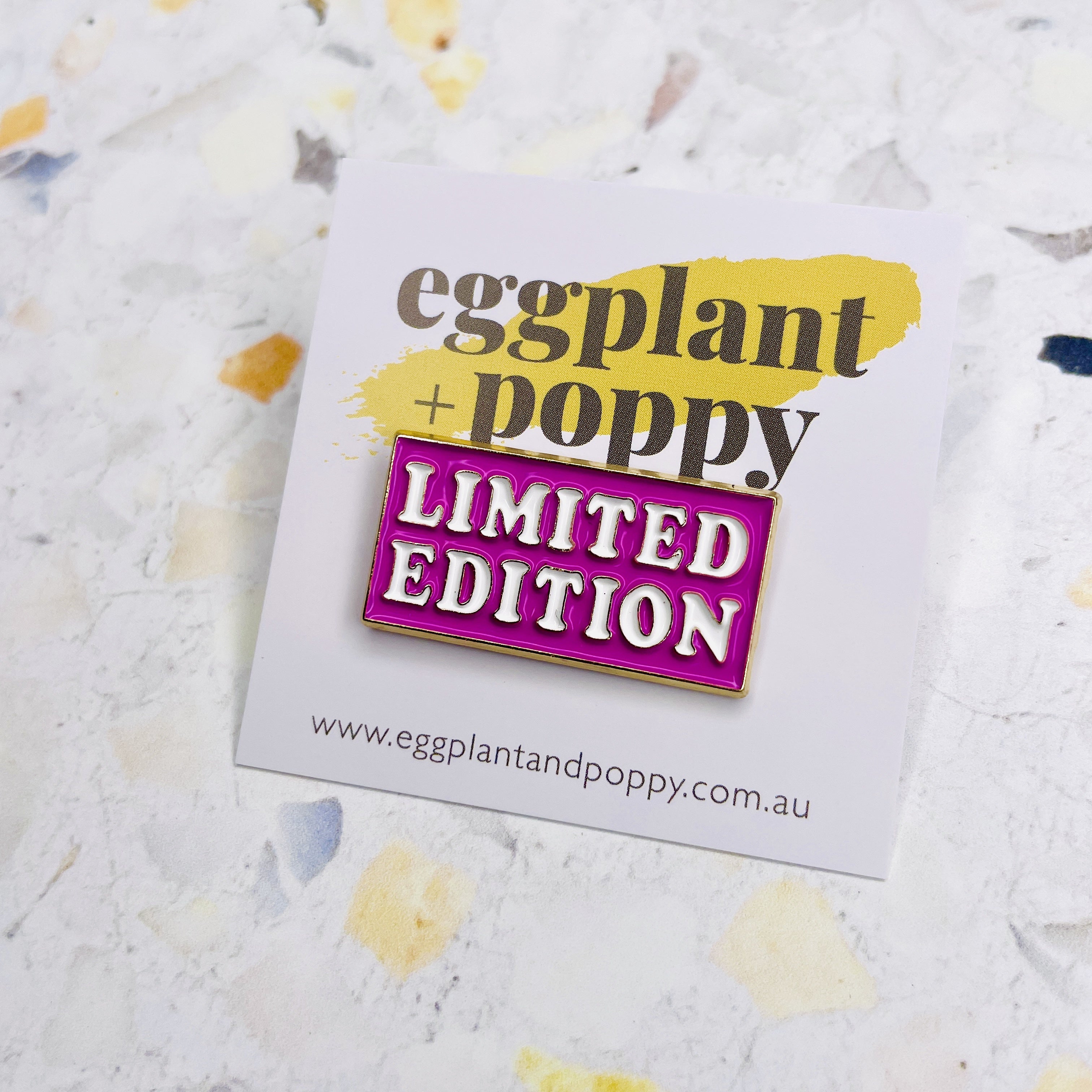 Enamel Pin Limited Edition Eggplant & Poppy Unique + Quirky Gifts