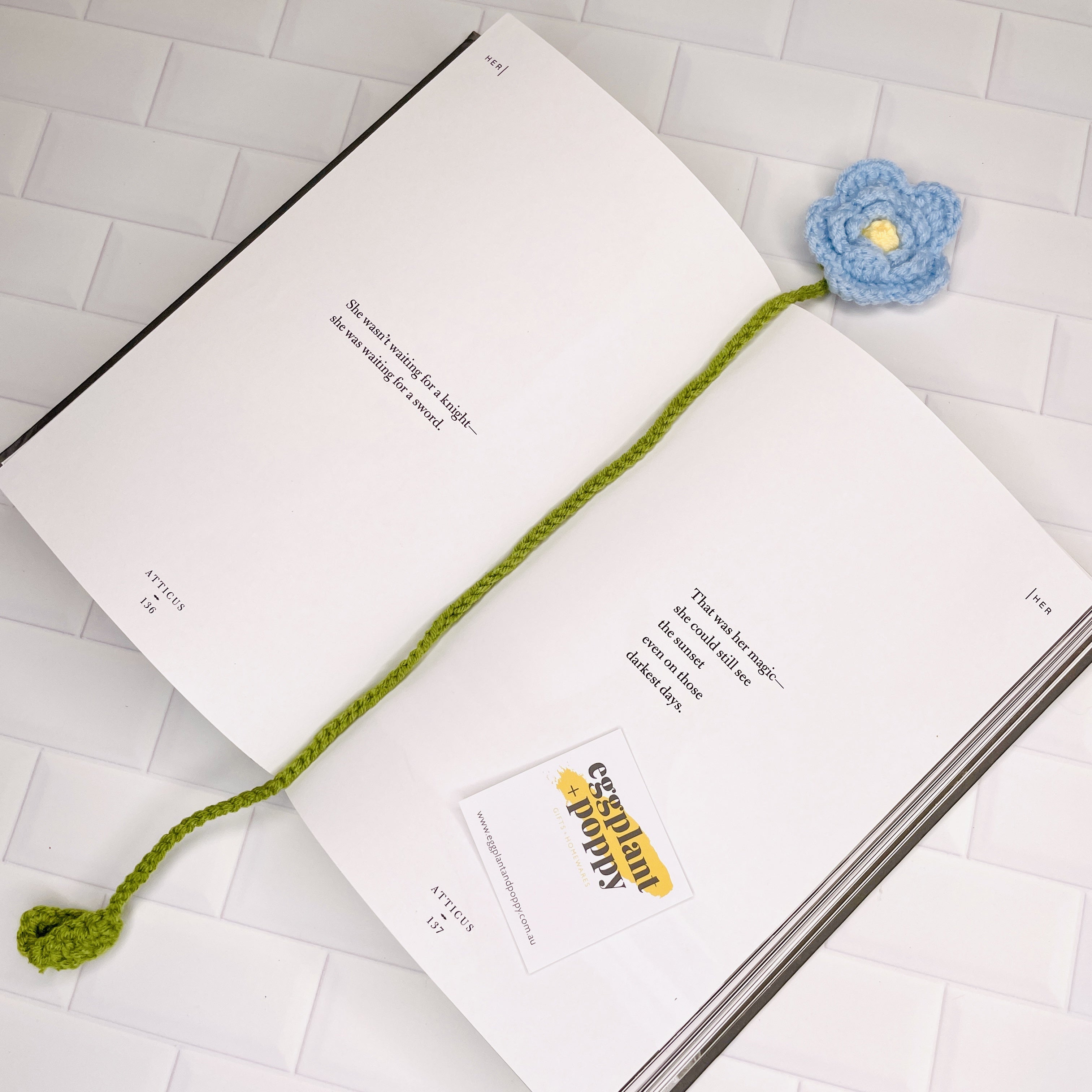 Crochet Bookmark - Forget Me Not