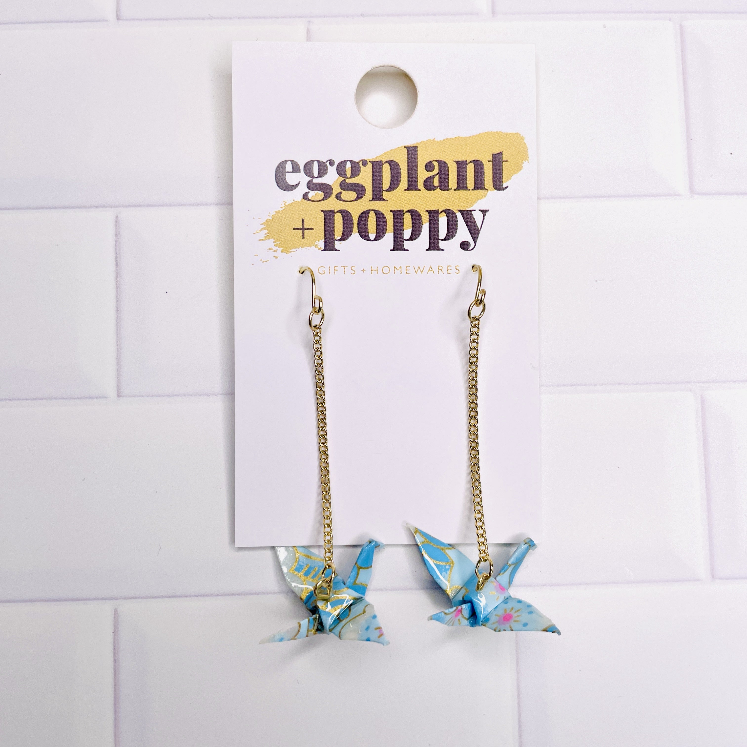 Paper Crane Drop Earrings