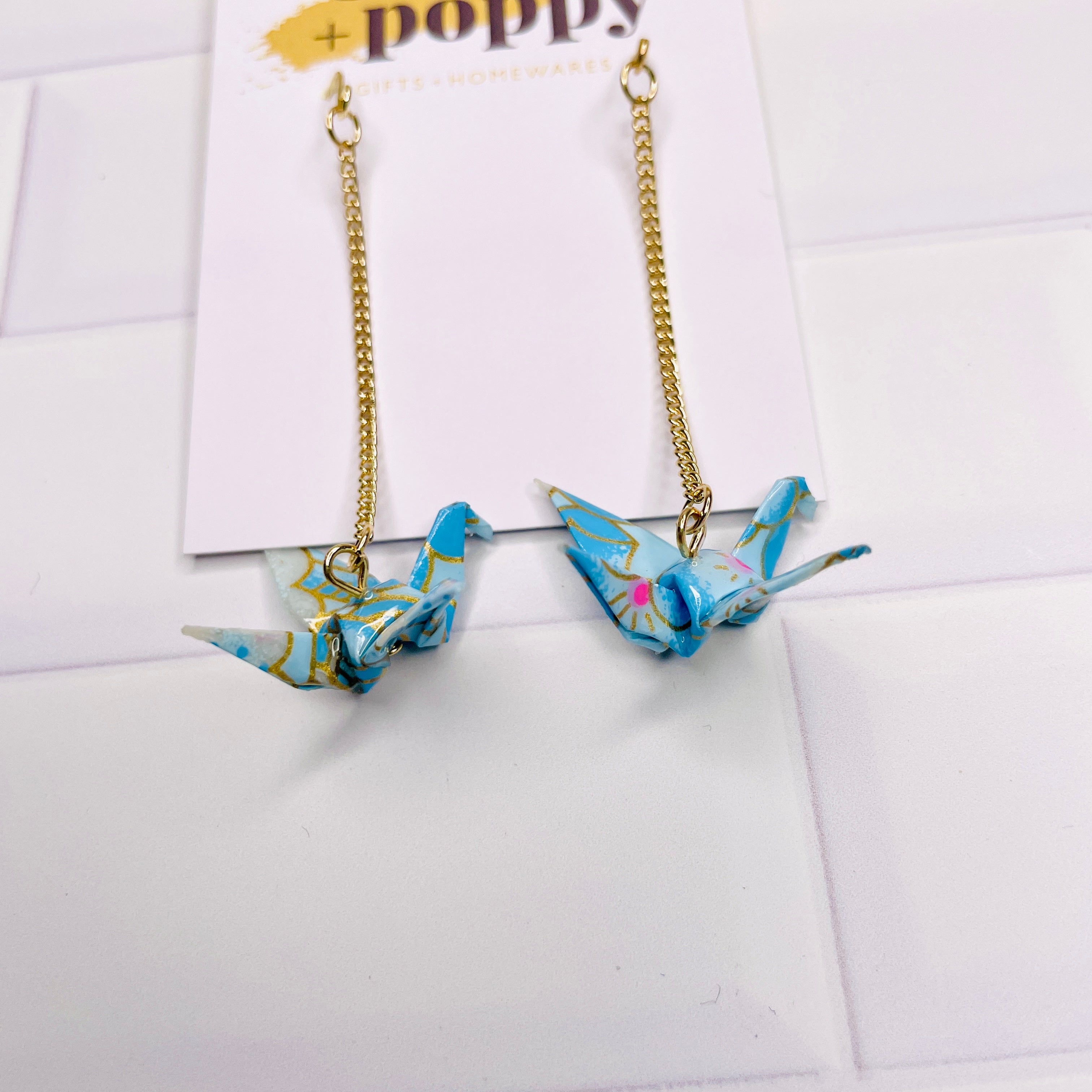 Paper Crane Drop Earrings