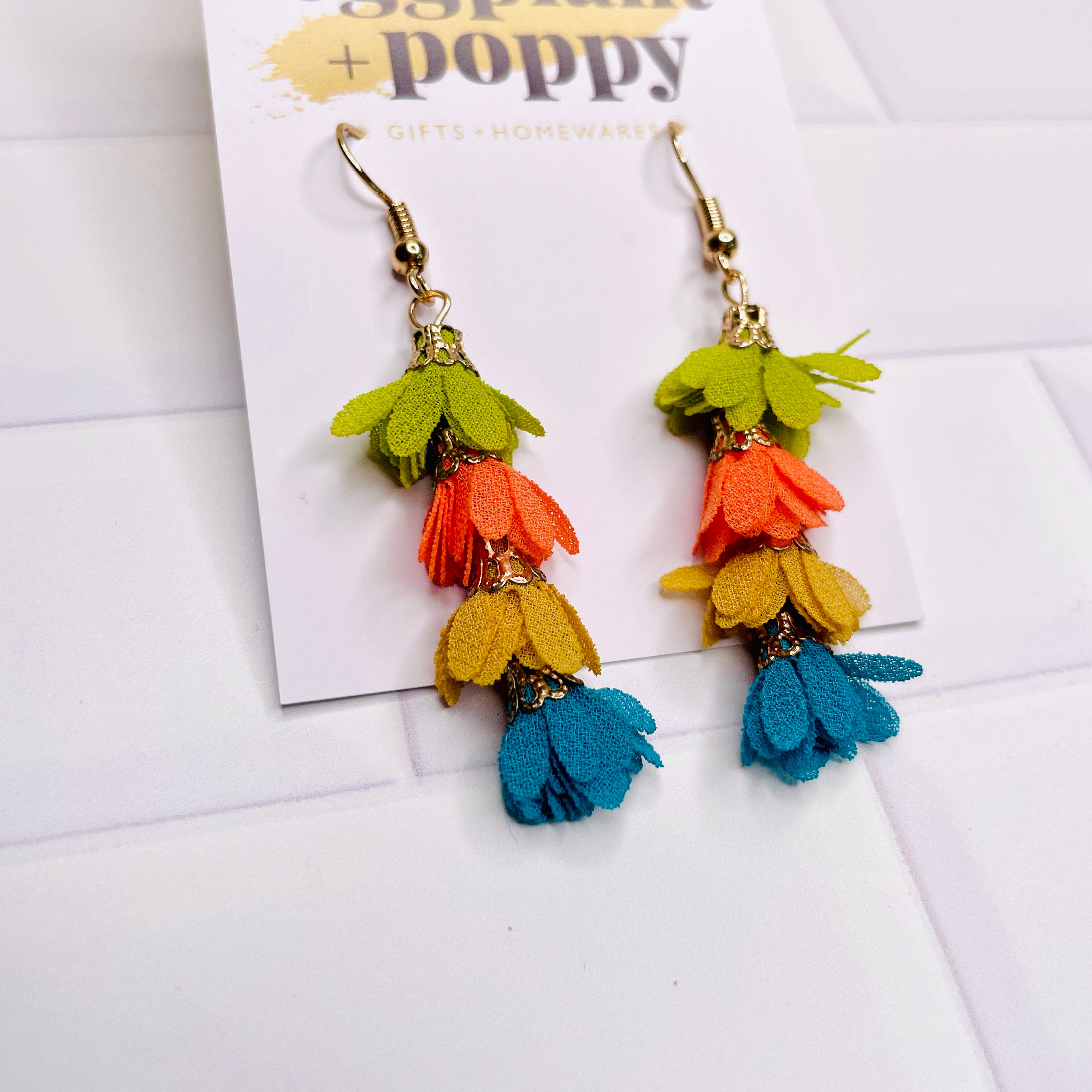 Fabric Flower Earrings