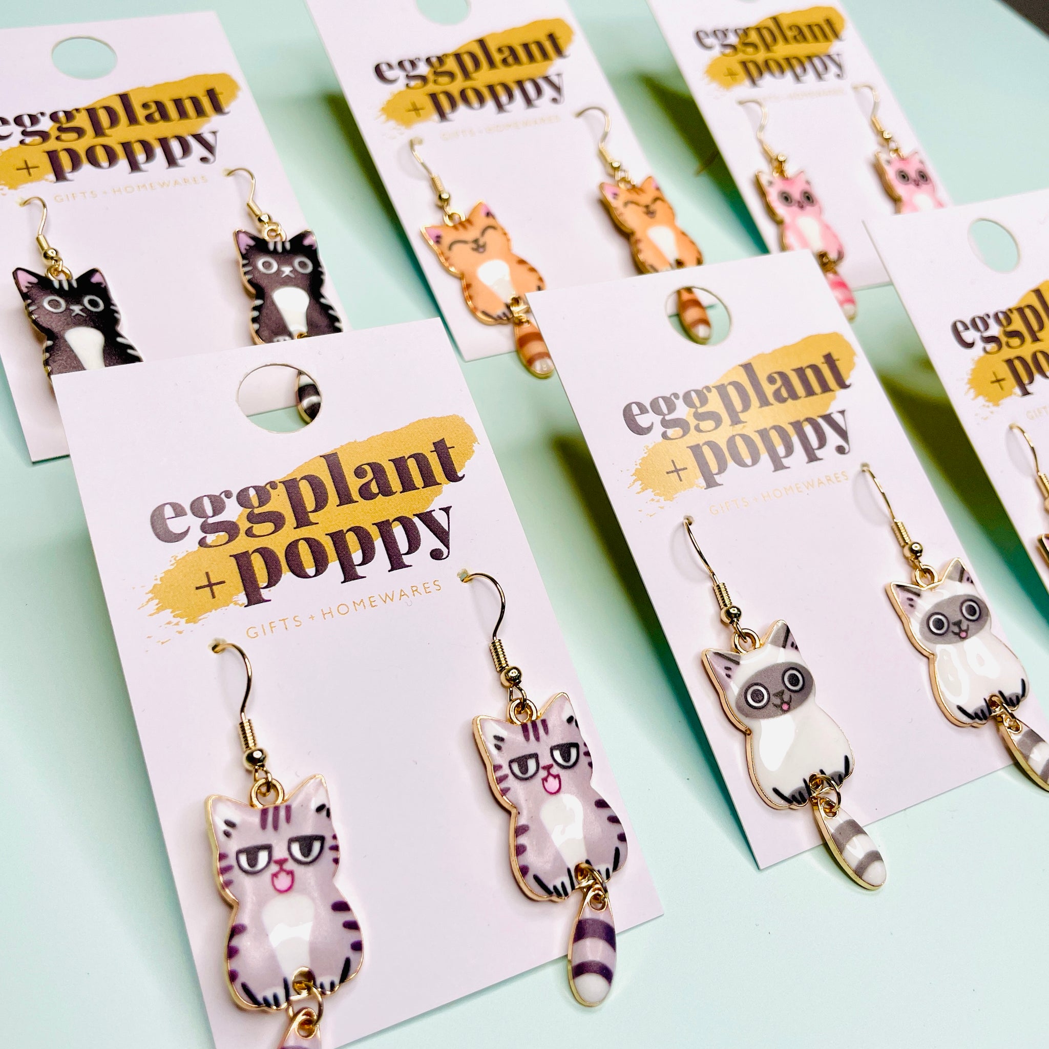 Dangle Tail Cat Earrings