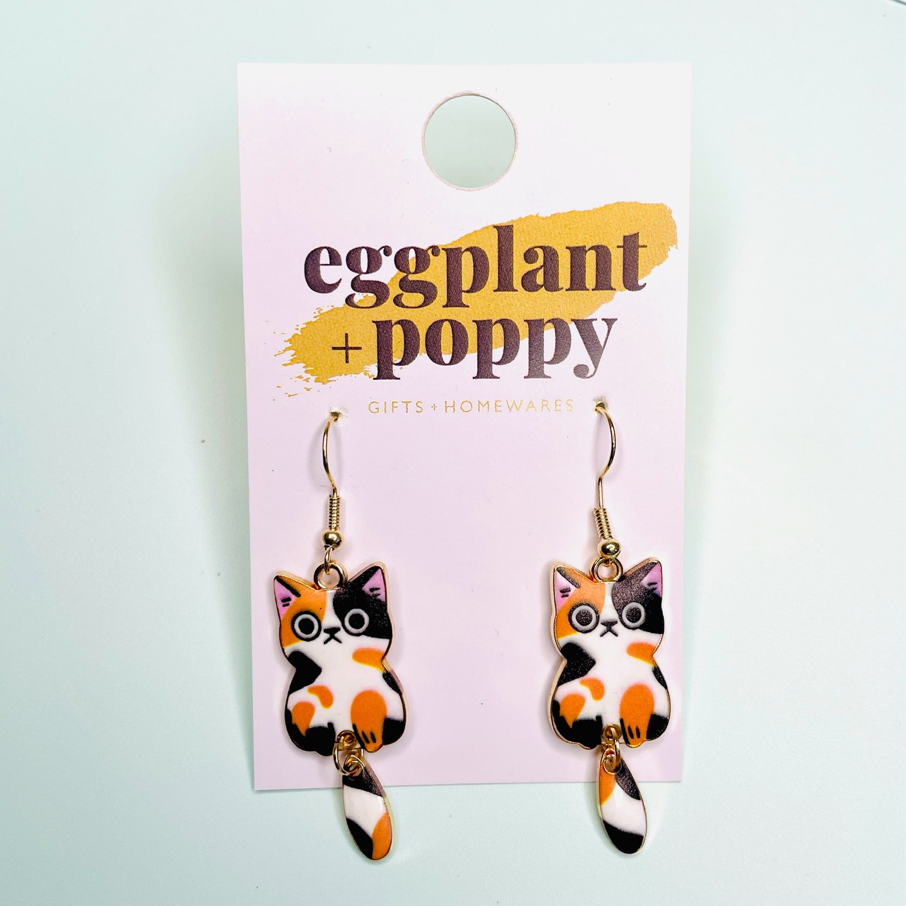 Dangle Tail Cat Earrings