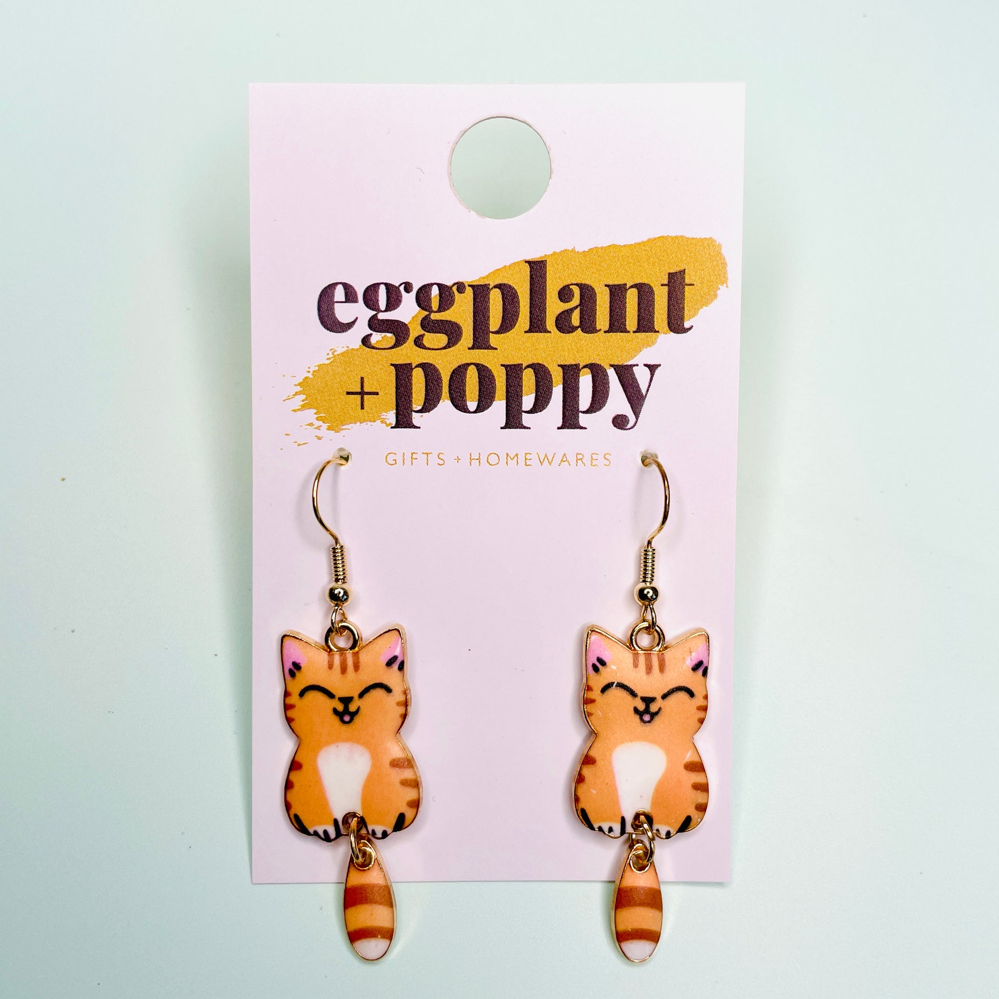 Dangle Tail Cat Earrings