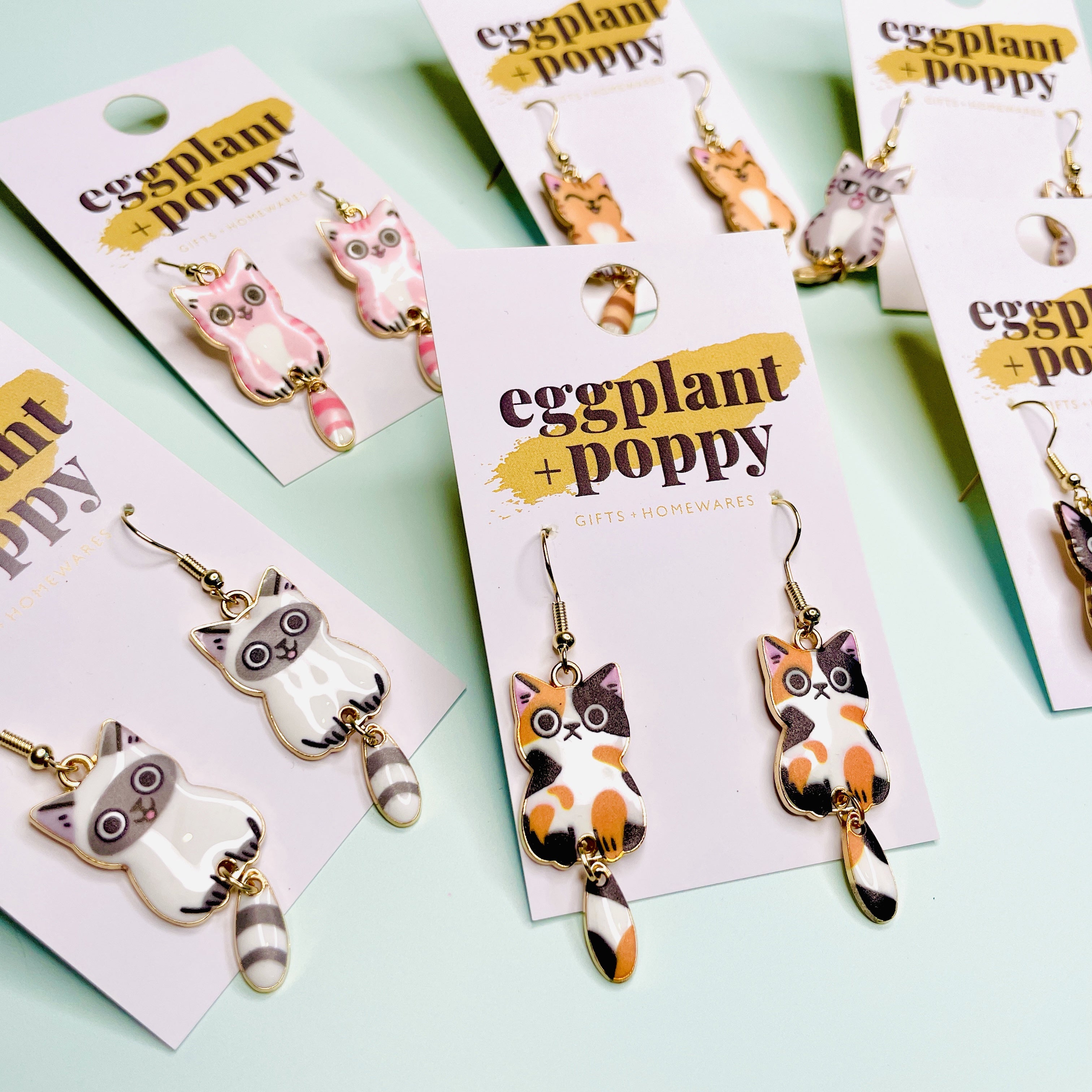 Dangle Tail Cat Earrings