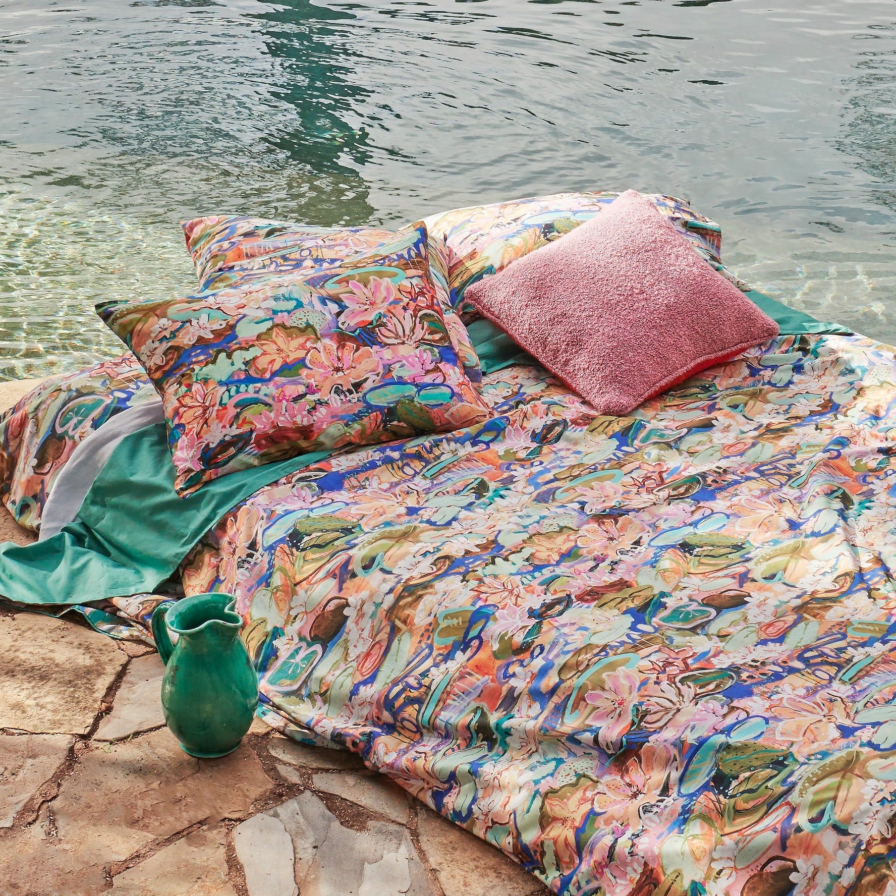 Kezz Brett Waterlily Waterway - Silk Pillowcase