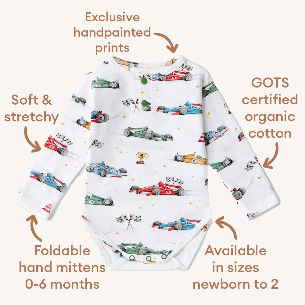 Long Sleeve Bodysuit - Little Racers