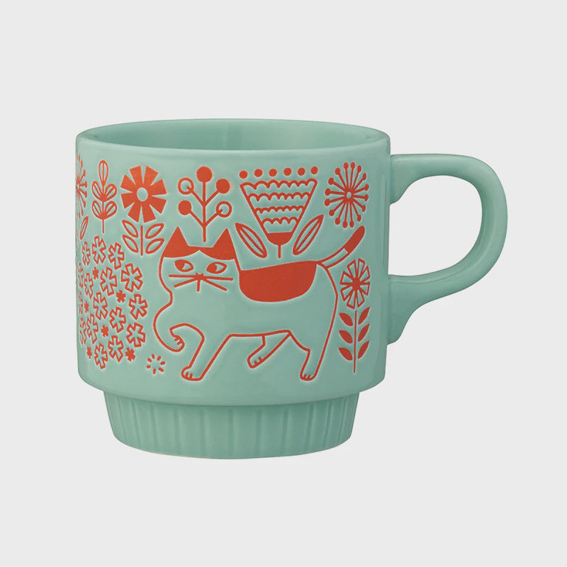Stackable Cat Mug - Flower Garden