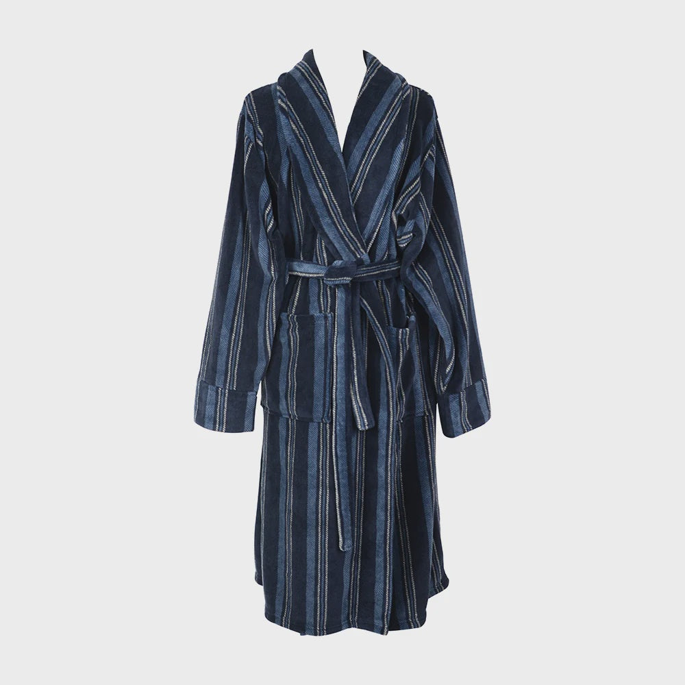 Men's Bath Robe - Blue Stripe