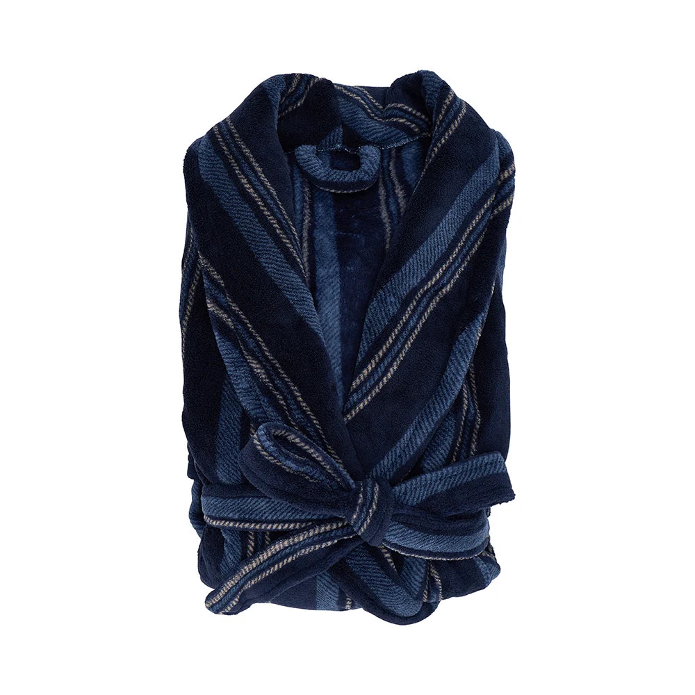 Men's Bath Robe - Blue Stripe