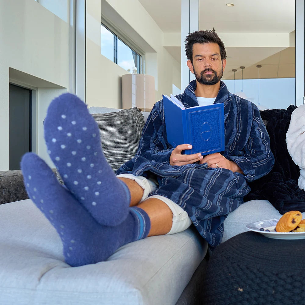 Men's Bath Robe - Blue Stripe