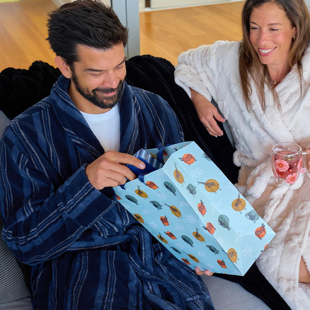 Men's Bath Robe - Blue Stripe