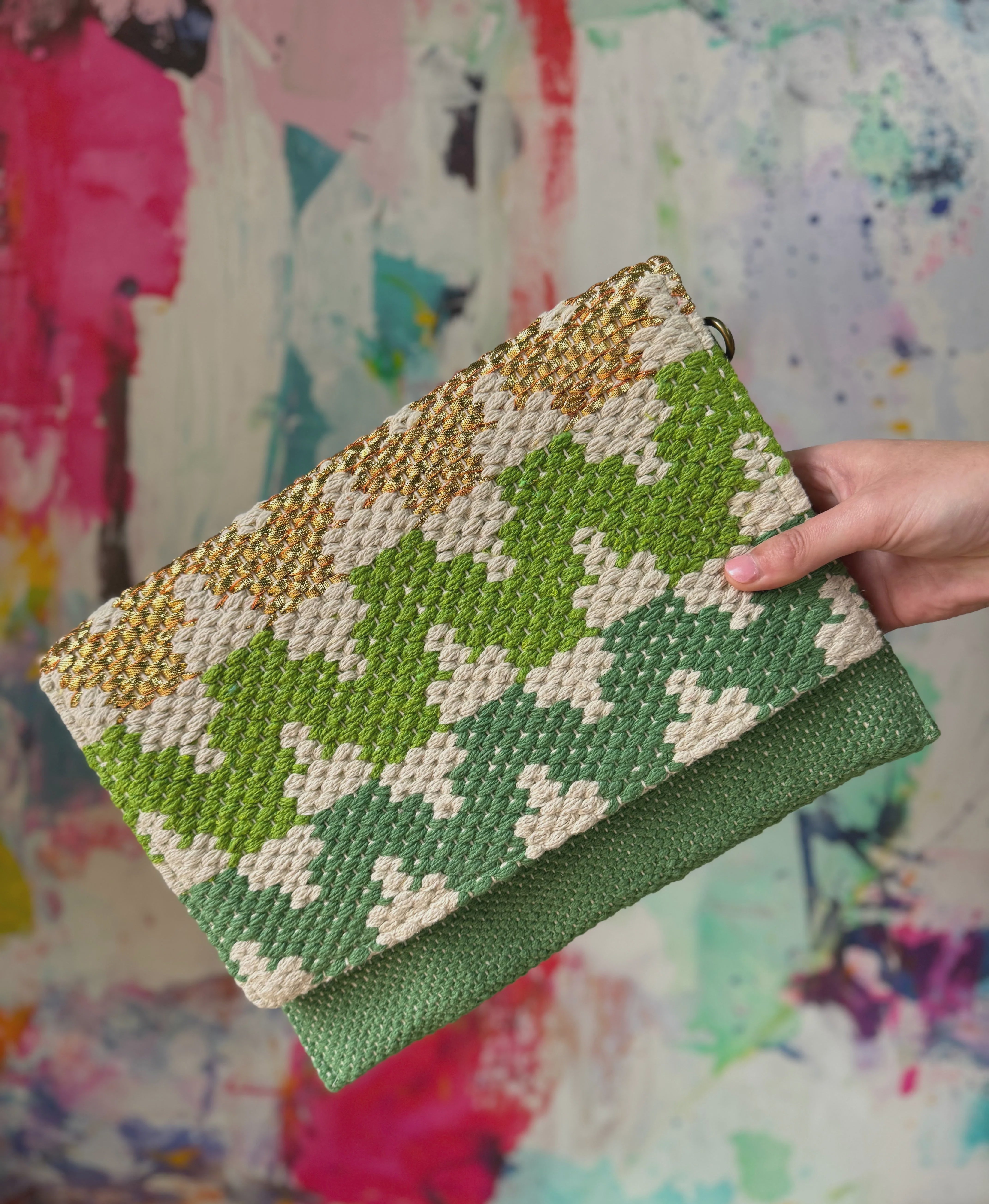 Metallic Envelope Clutch - Green