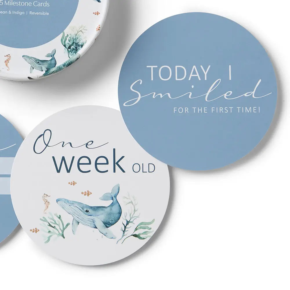Milestone Cards - Ocean & Indigo