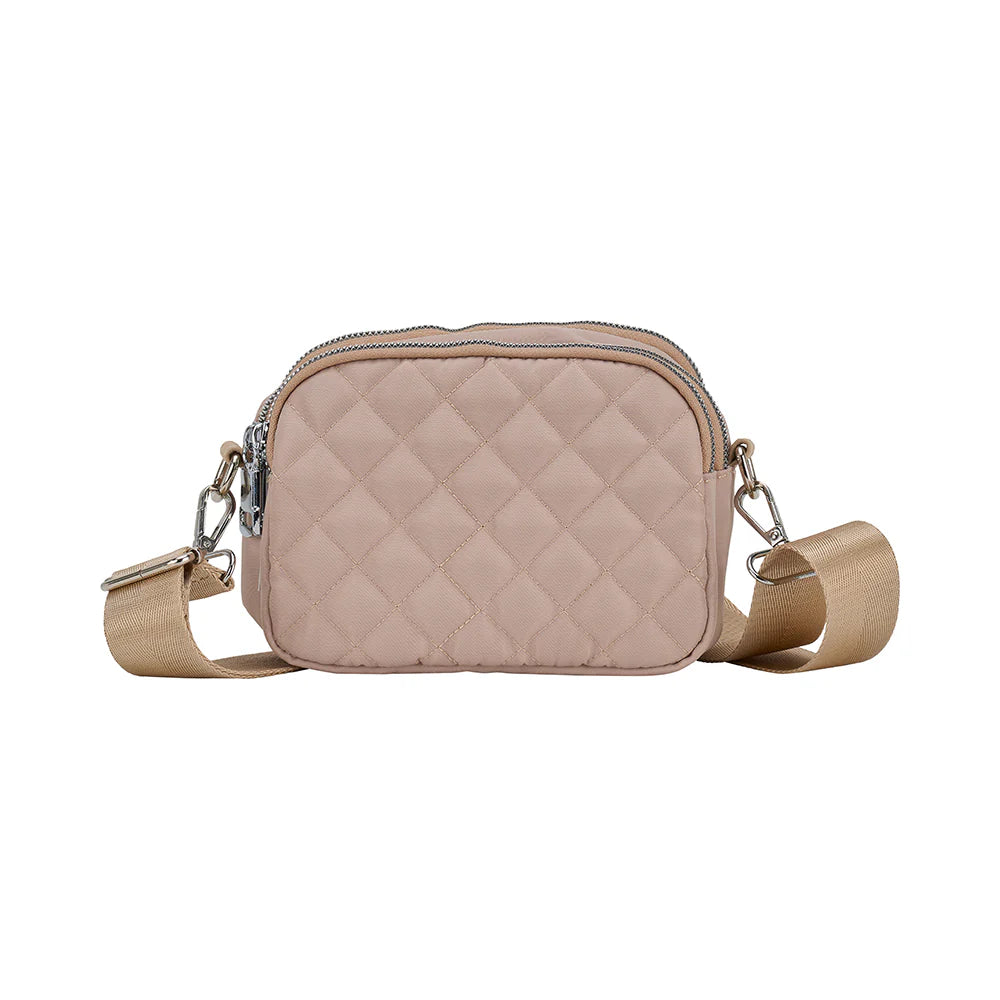 Quilted Travel 3 Zip Bag - Oyster