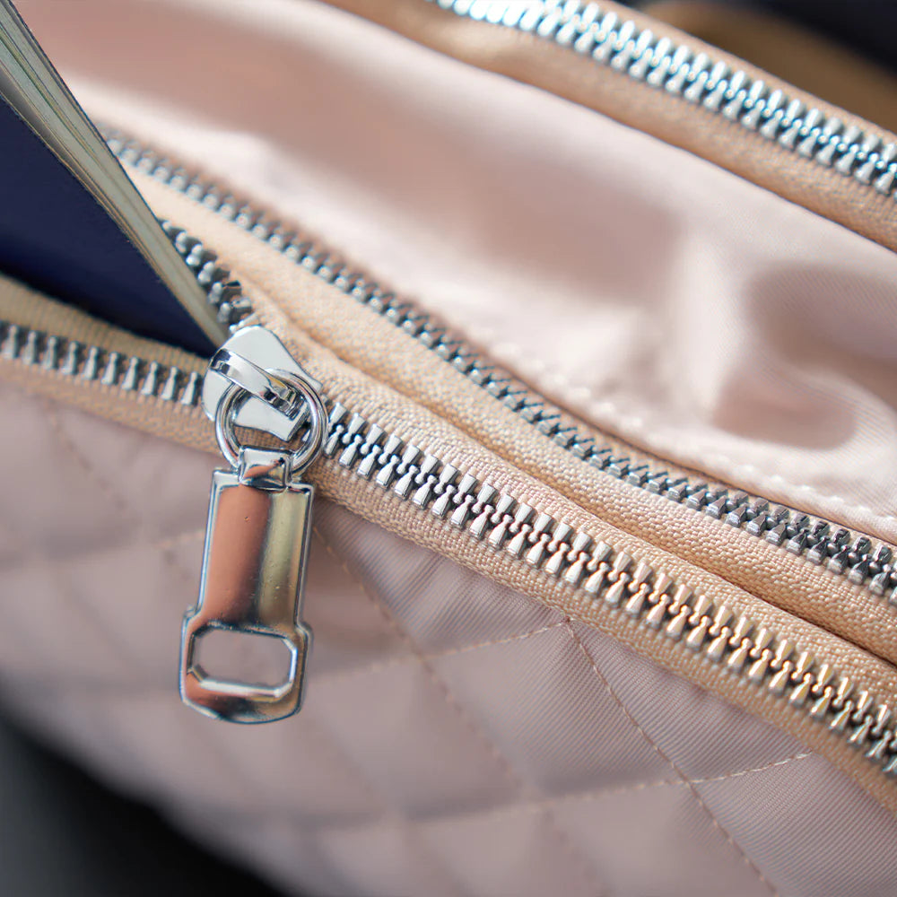 Quilted Travel 3 Zip Bag - Oyster