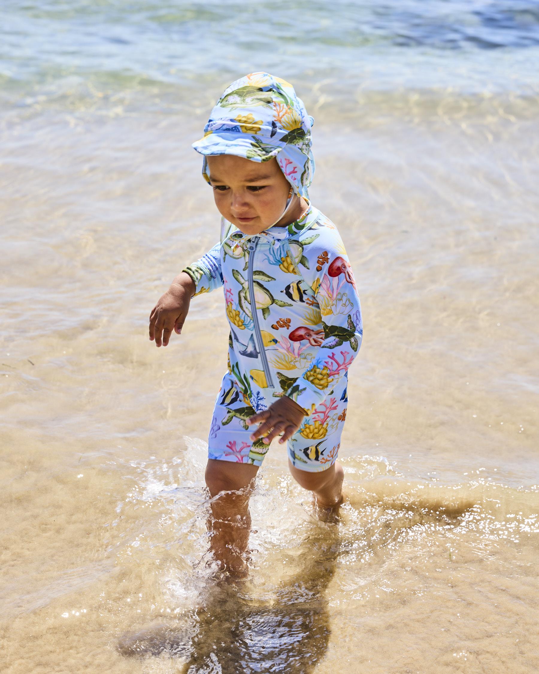 Baby Long Sleeve Zip Bathers - Reef Life