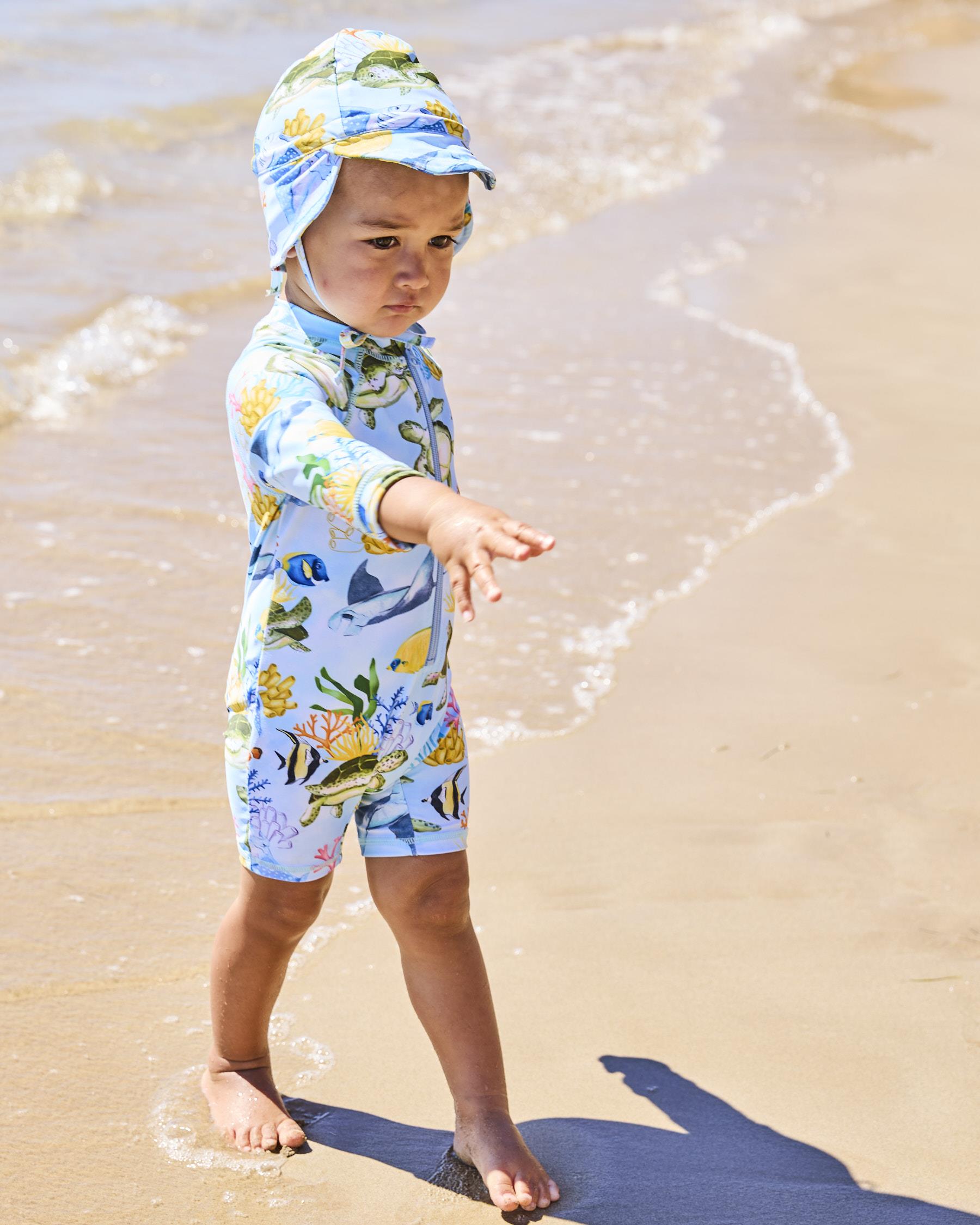 Baby Long Sleeve Zip Bathers - Reef Life