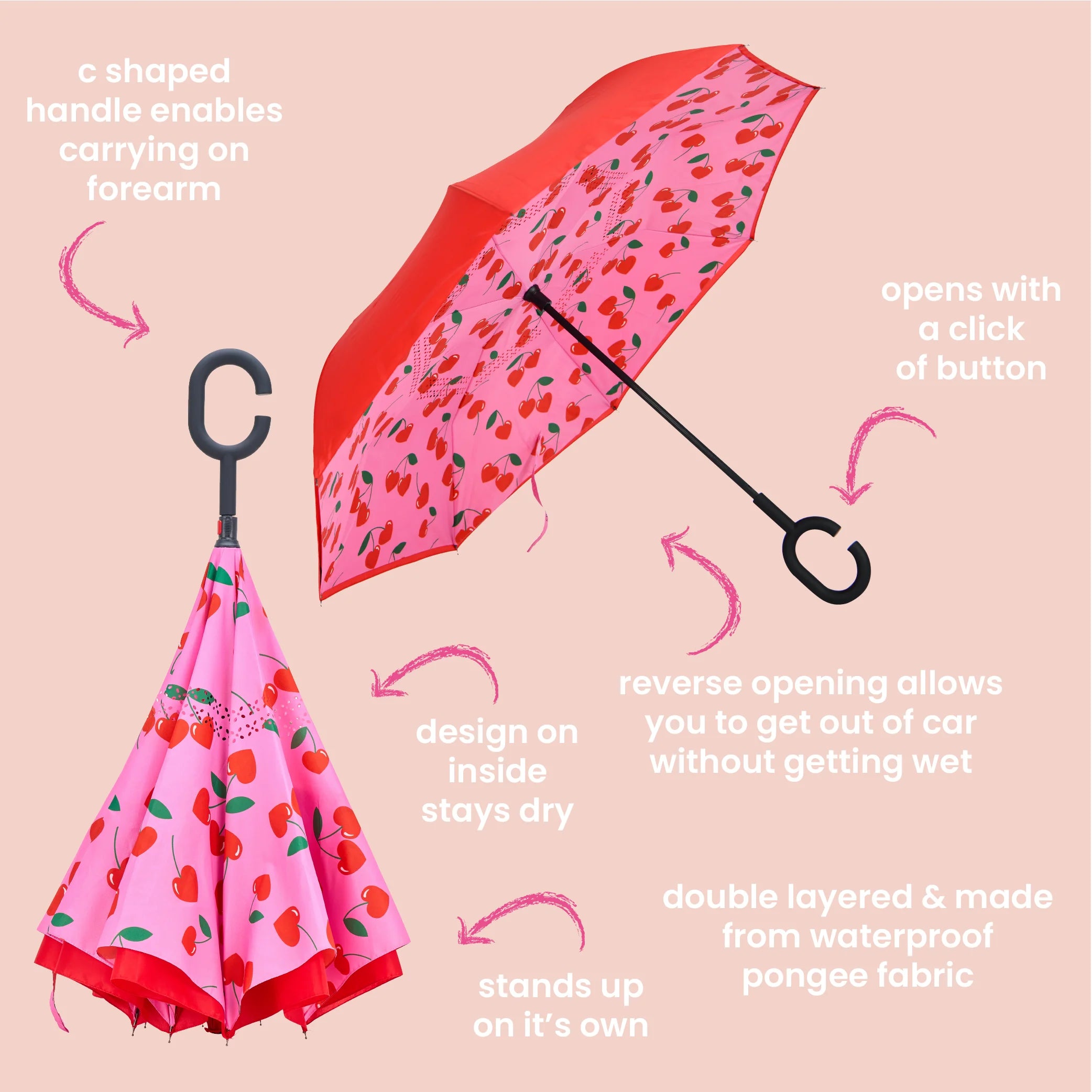 Reverse Umbrella - Blue Check