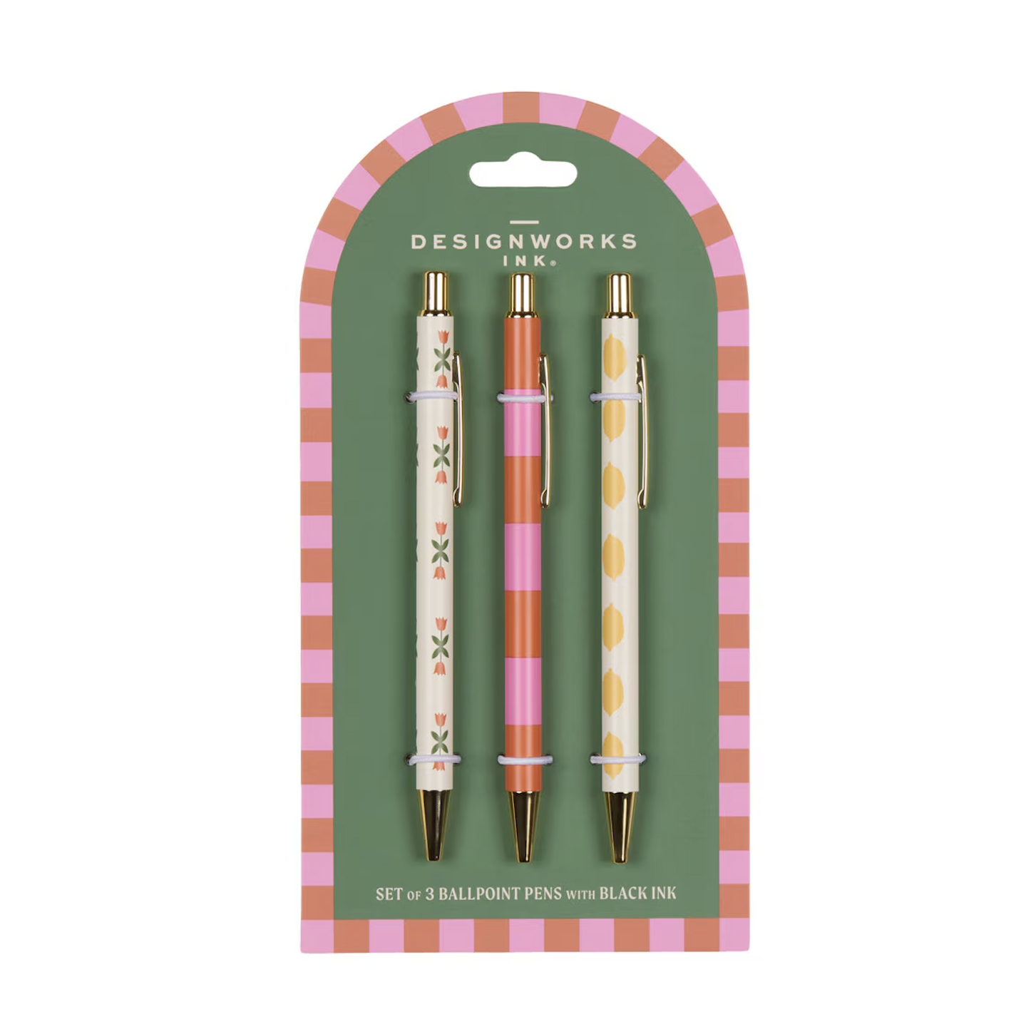 A Dopo Set of 3 Pens - Flower, Stripe, Lemon