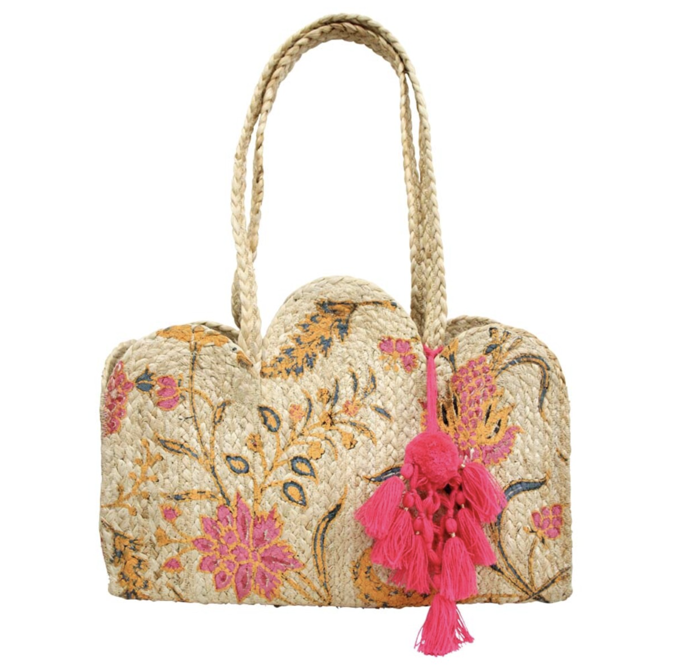 Scallop Jute Bag - Pink