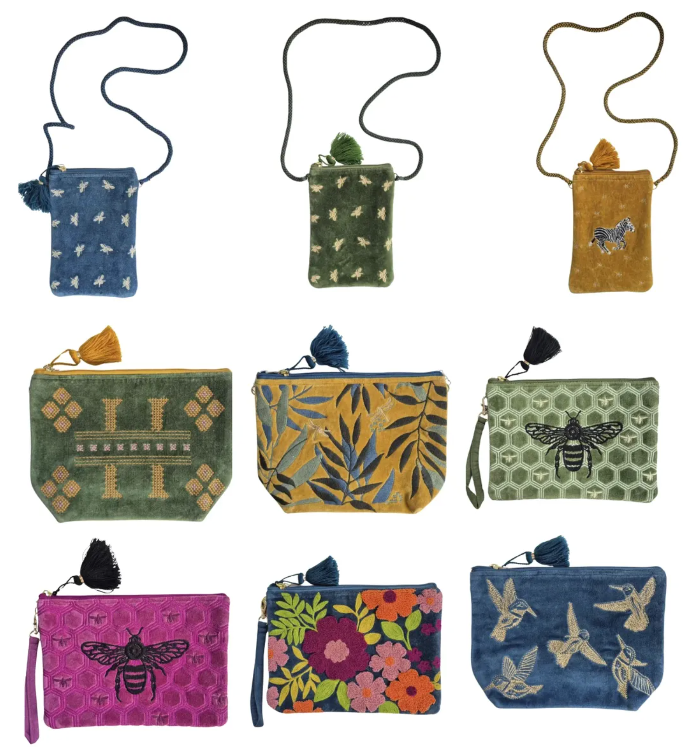 Velvet Pouch - Green Bee