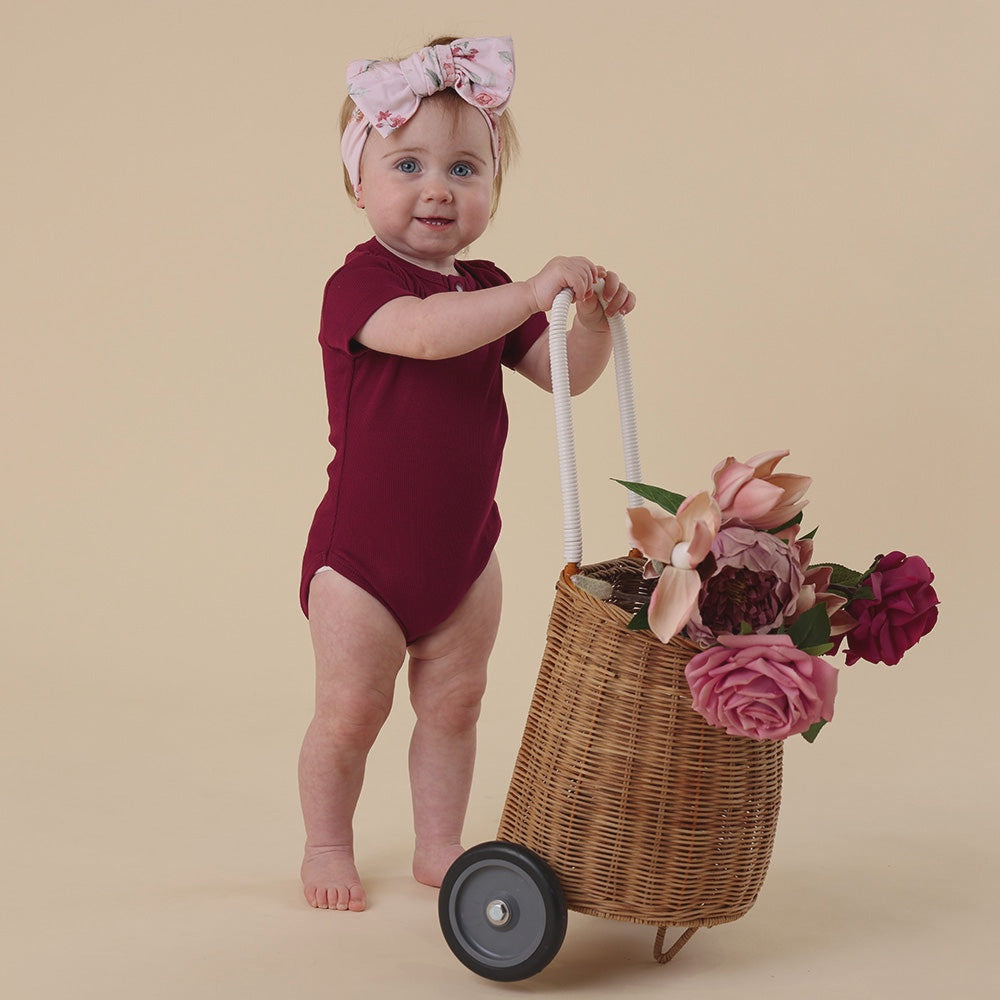 Short Sleeve Bodysuit - Raspberry