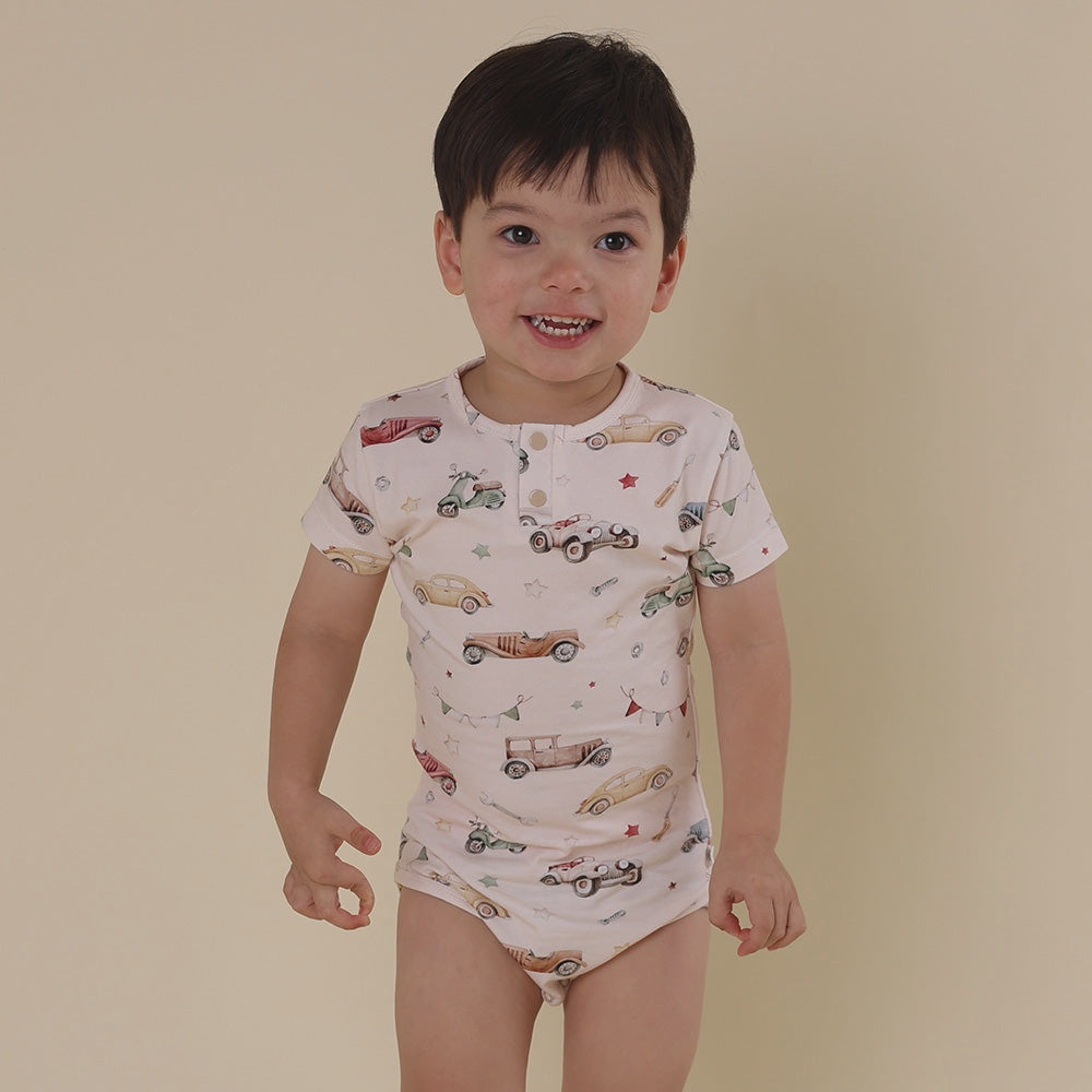 Short Sleeve Bodysuit - Vintage Cars