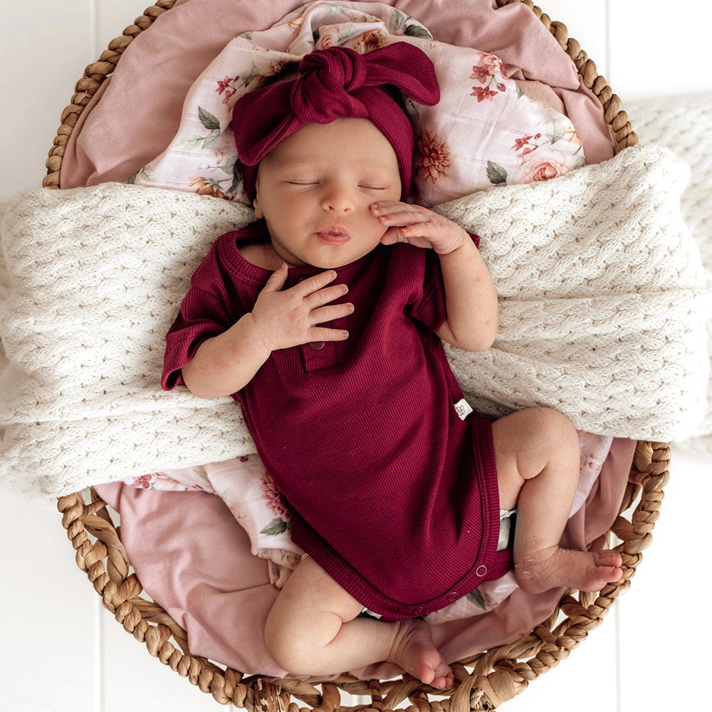 Short Sleeve Bodysuit - Raspberry