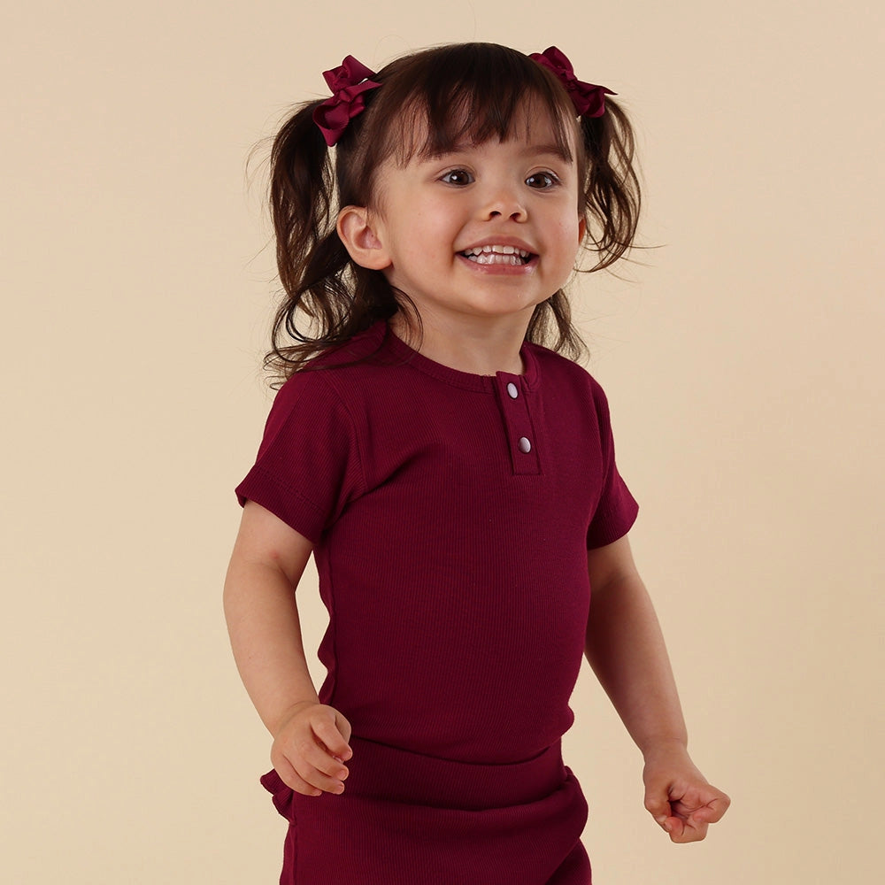 Short Sleeve Bodysuit - Raspberry