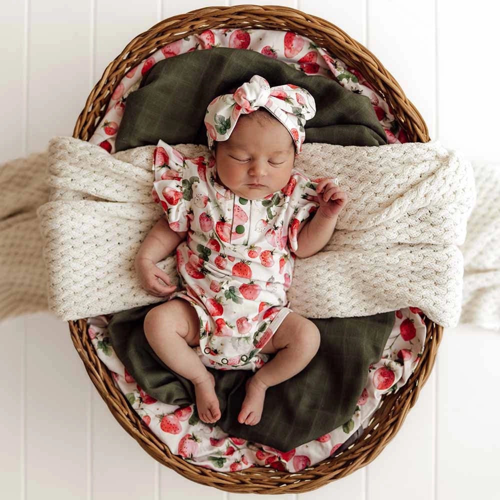 Short Sleeve Frill Bodysuit - Strawberry