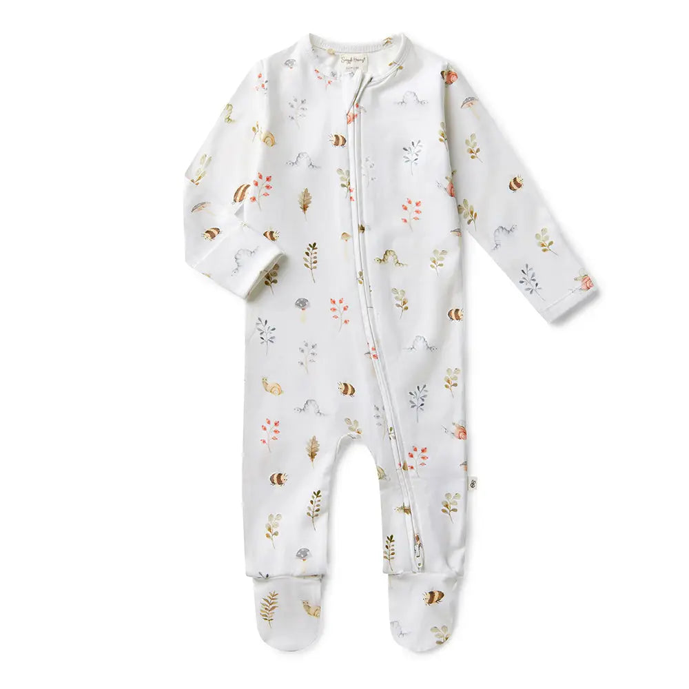 Sleepsuit Zip Footie - Garden Friends