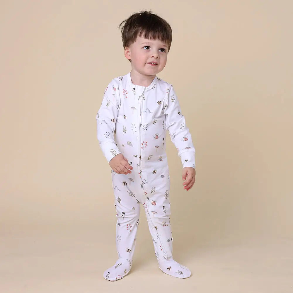 Sleepsuit Zip Footie - Garden Friends