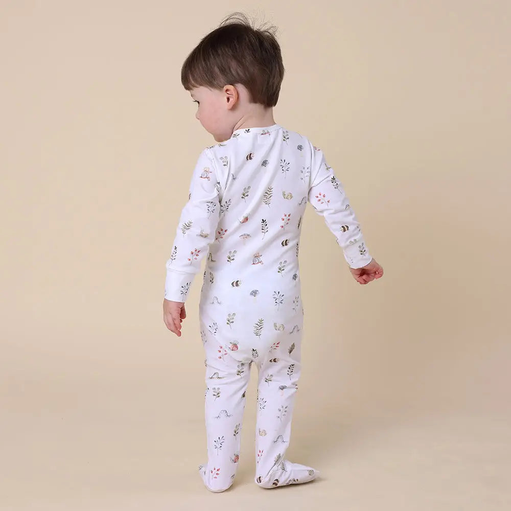 Sleepsuit Zip Footie - Garden Friends