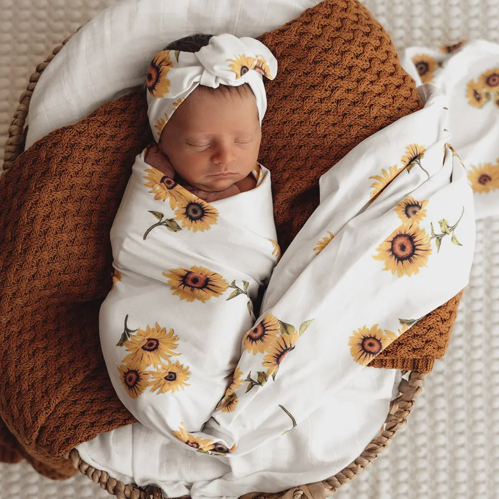 Sunflower Jersey Wrap & Topknot Set
