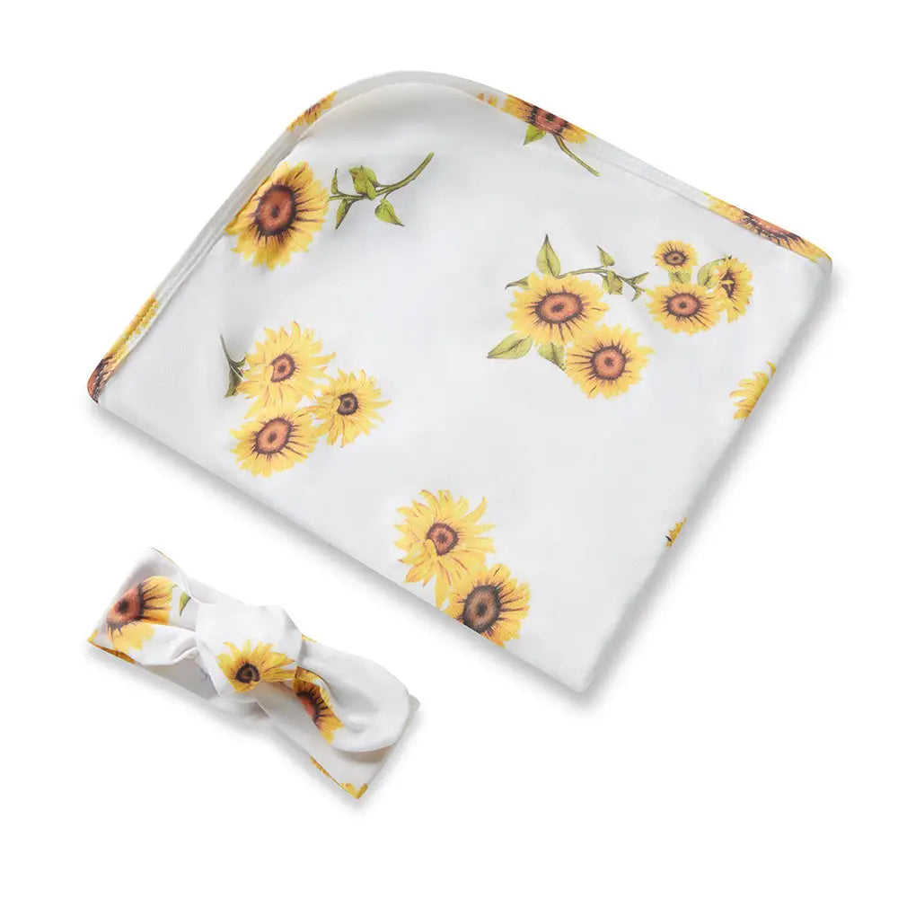 Sunflower Jersey Wrap & Topknot Set