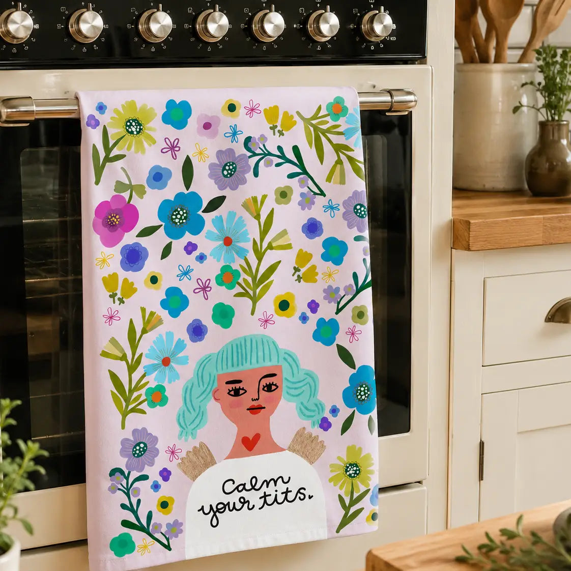 Tea Towel - Calm Your Tits