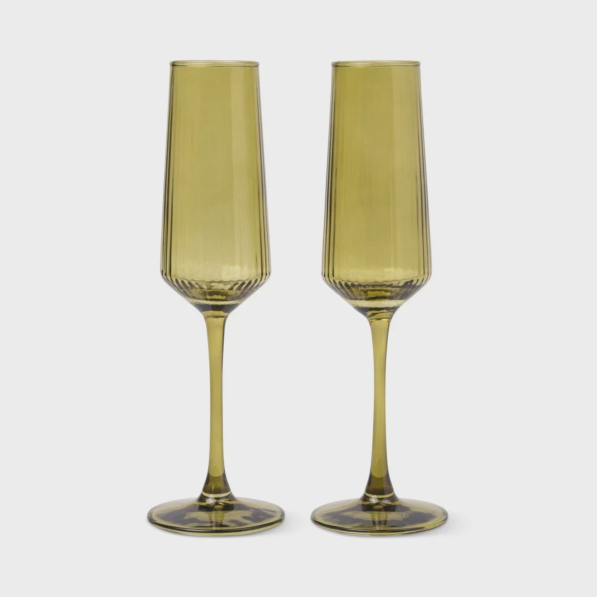 The Luna Champagne Flutes - Olive - set of 2