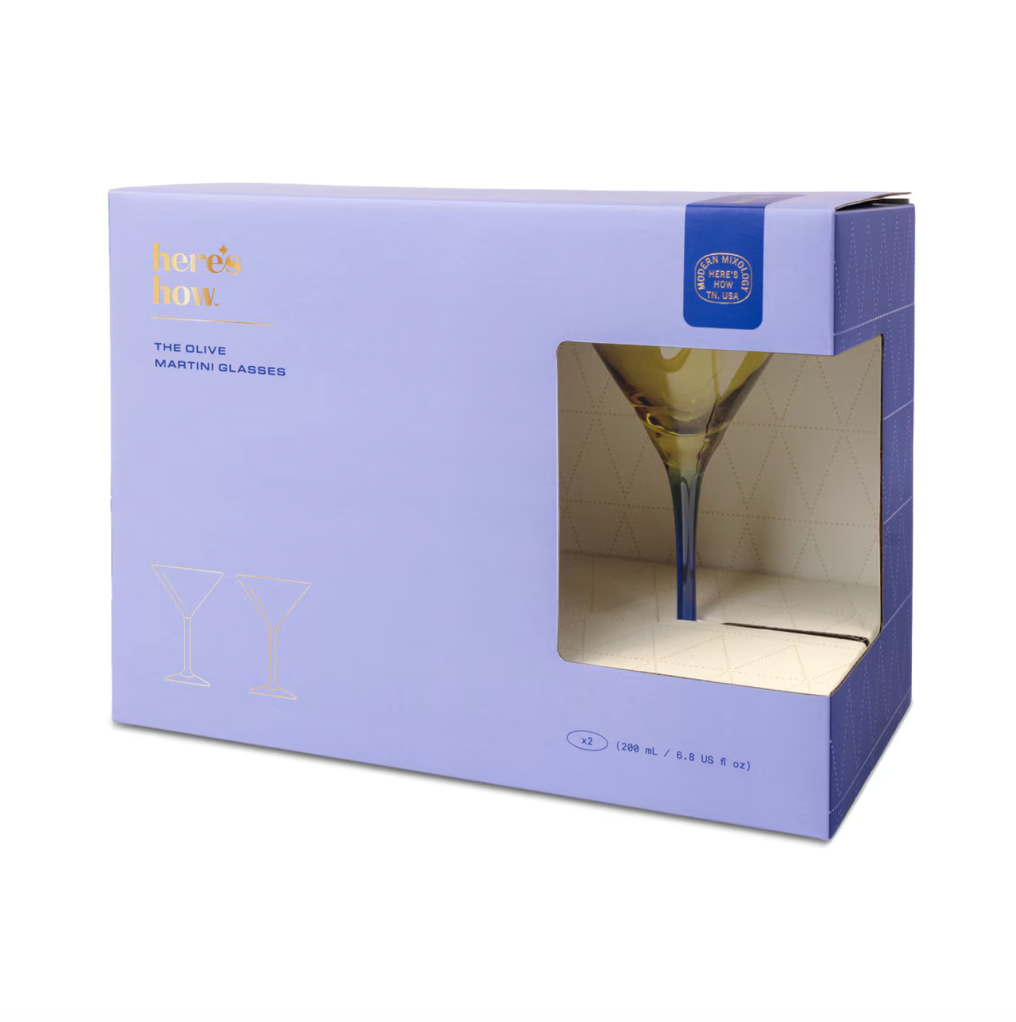 The Olive Martini Glass - Olive + Cobalt (set of 2)