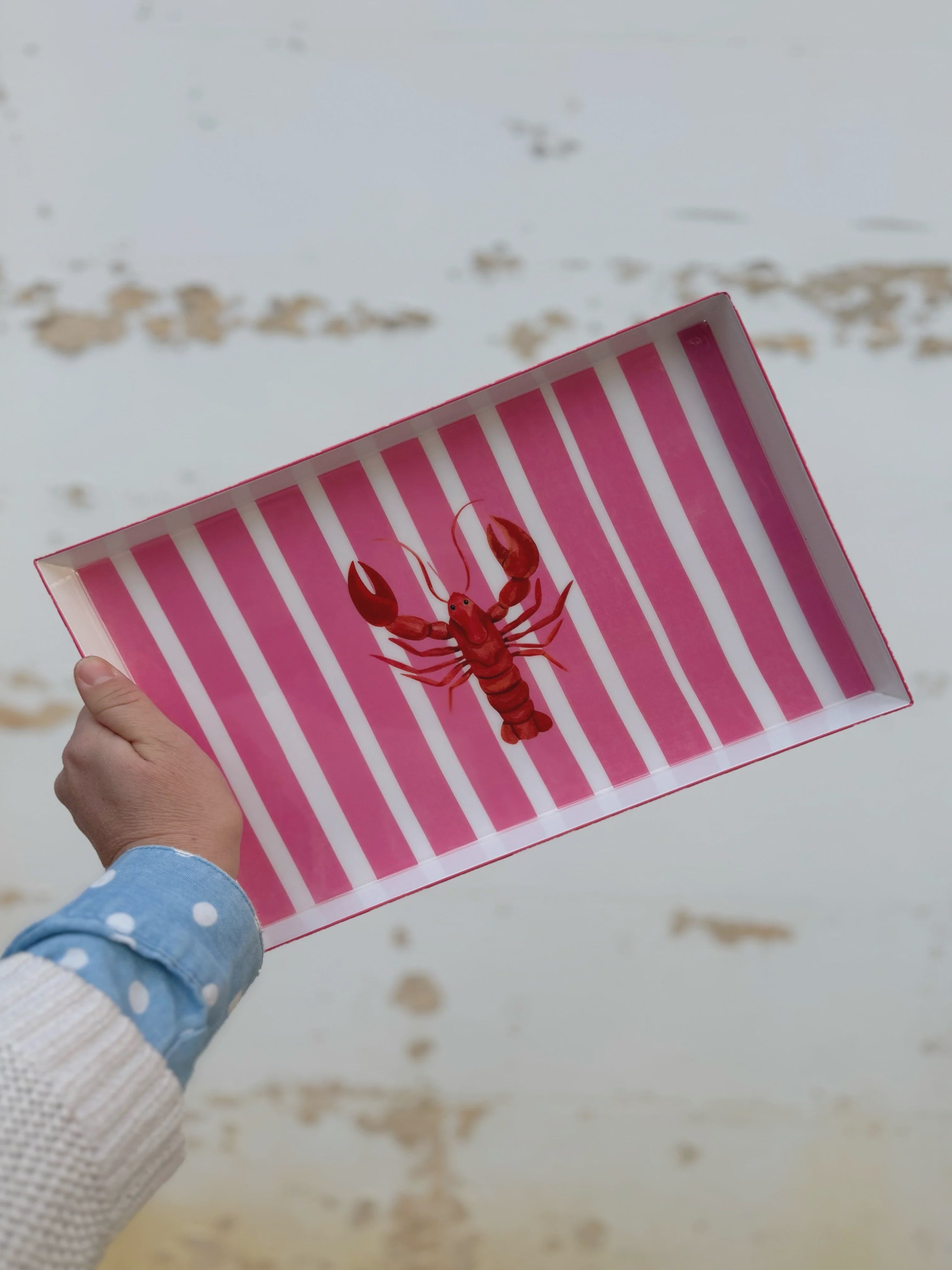 Tray - Pink Stripe Lobster
