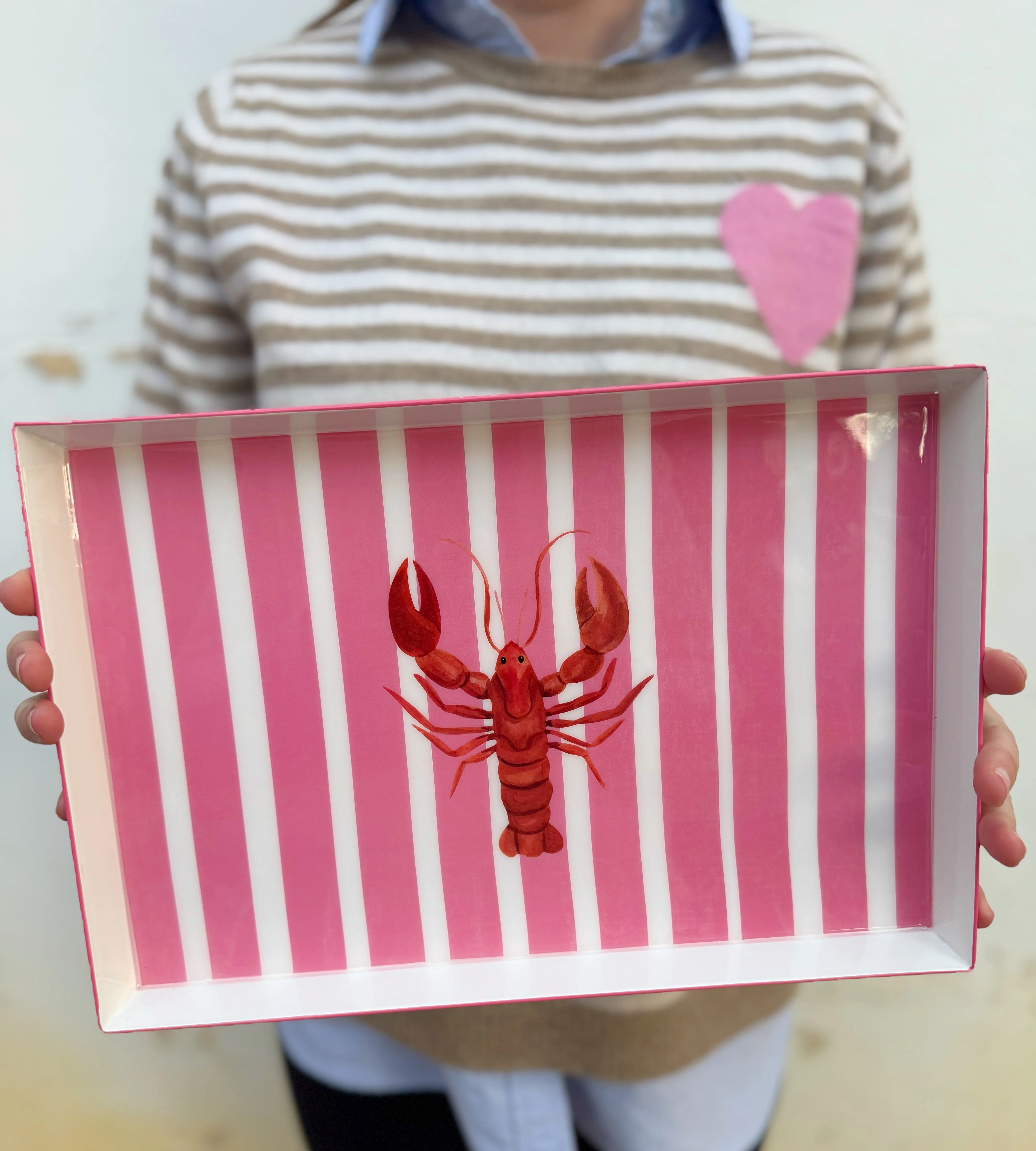 Tray - Pink Stripe Lobster