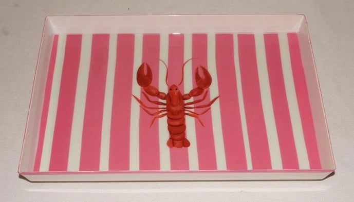 Tray - Pink Stripe Lobster