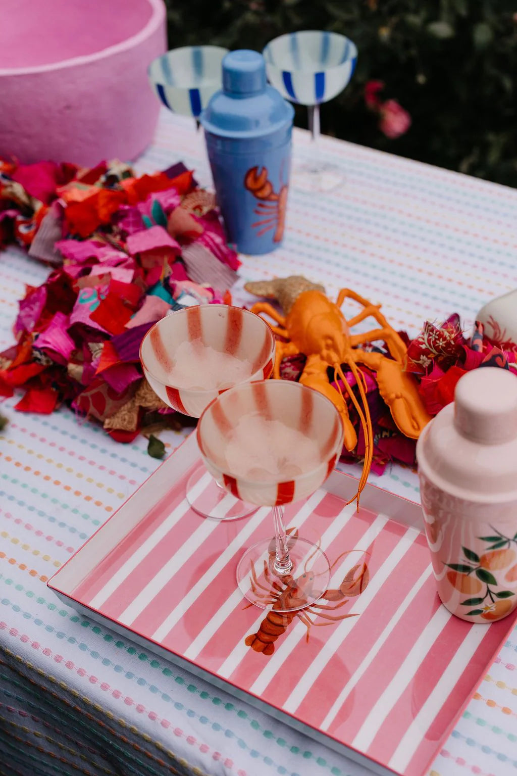Tray - Pink Stripe Lobster