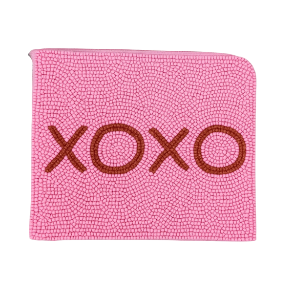Beaded Coin Purse - XOXO Pink