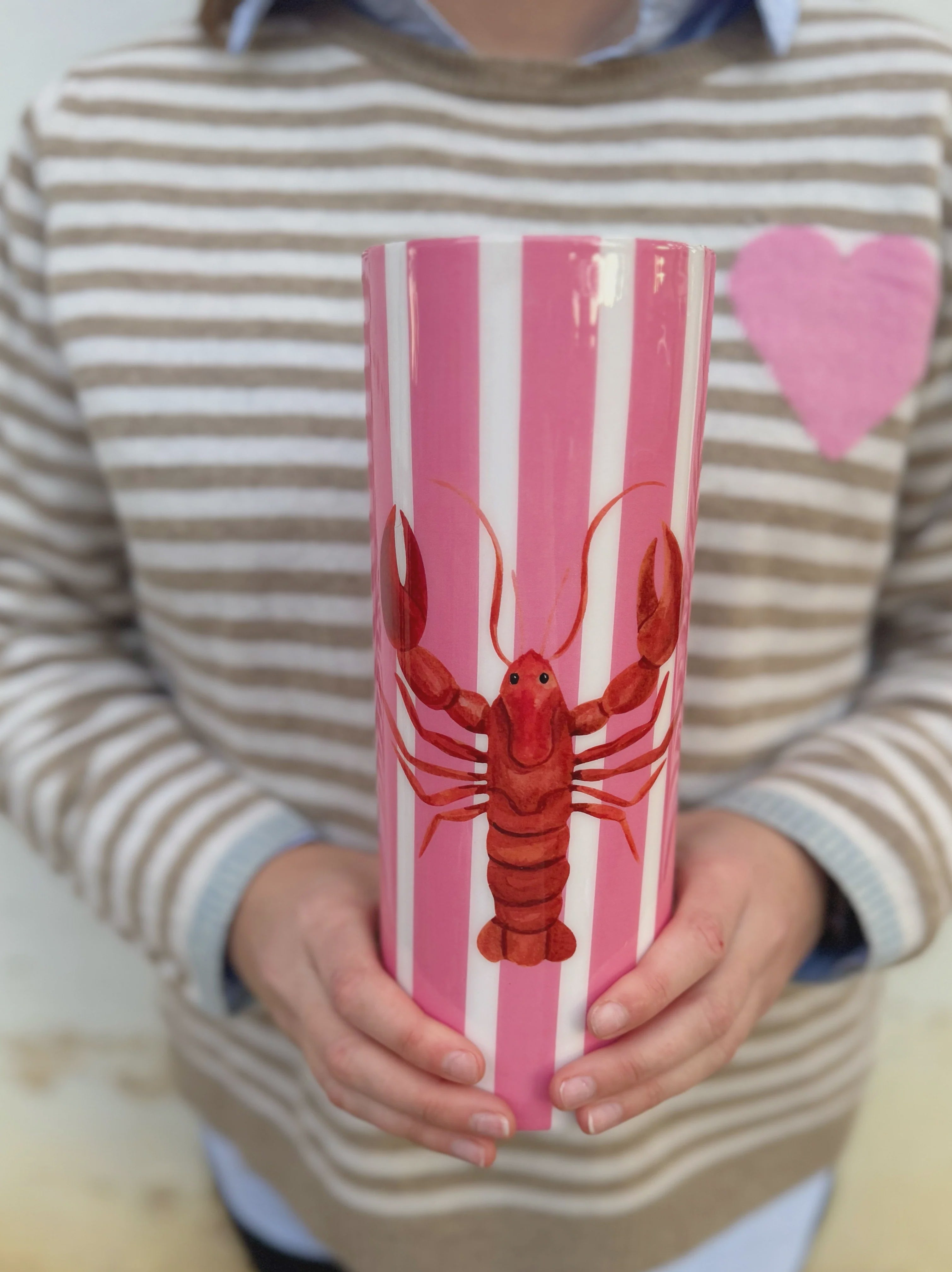 Vase - Pink Stripe Lobster