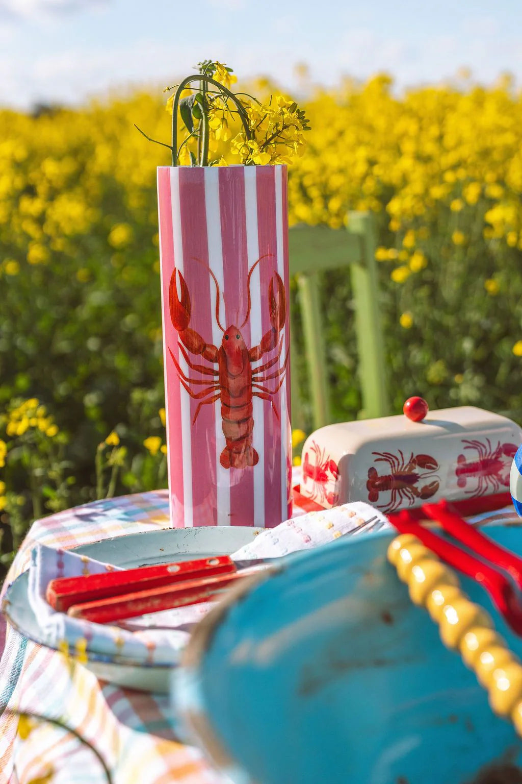 Vase - Pink Stripe Lobster