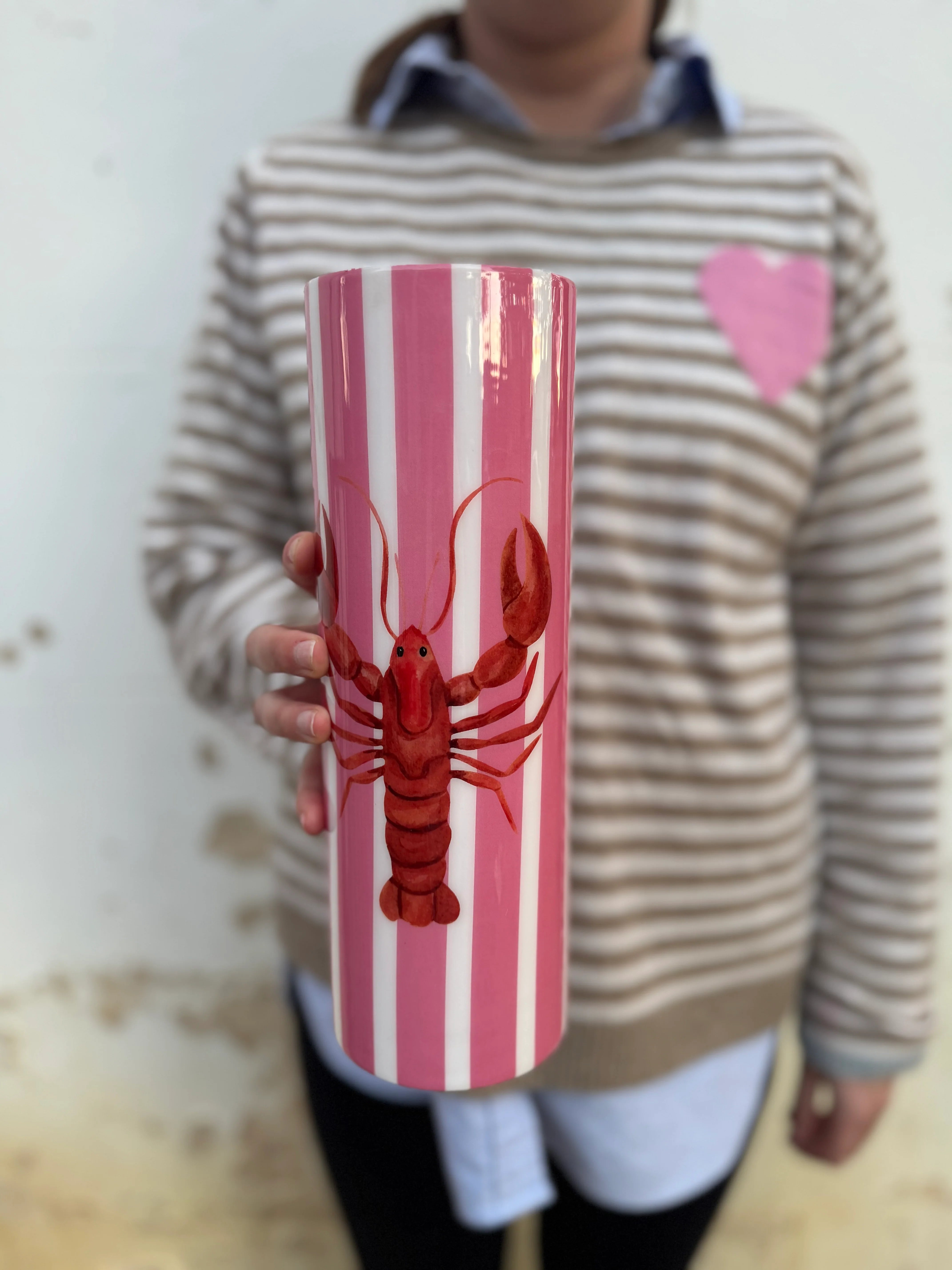 Vase - Pink Stripe Lobster