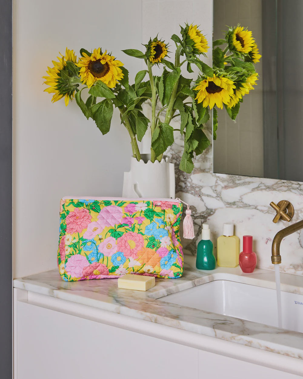 Quilted Toiletry Purse - Follow The Sun Yellow