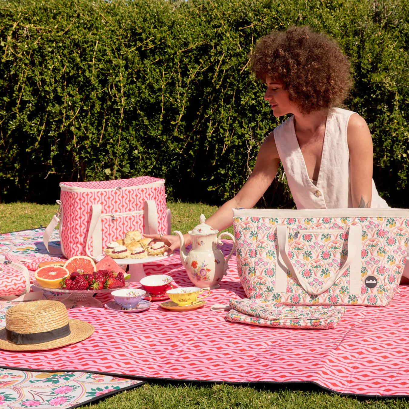 Picnic Mat - Cherry Zig Zag