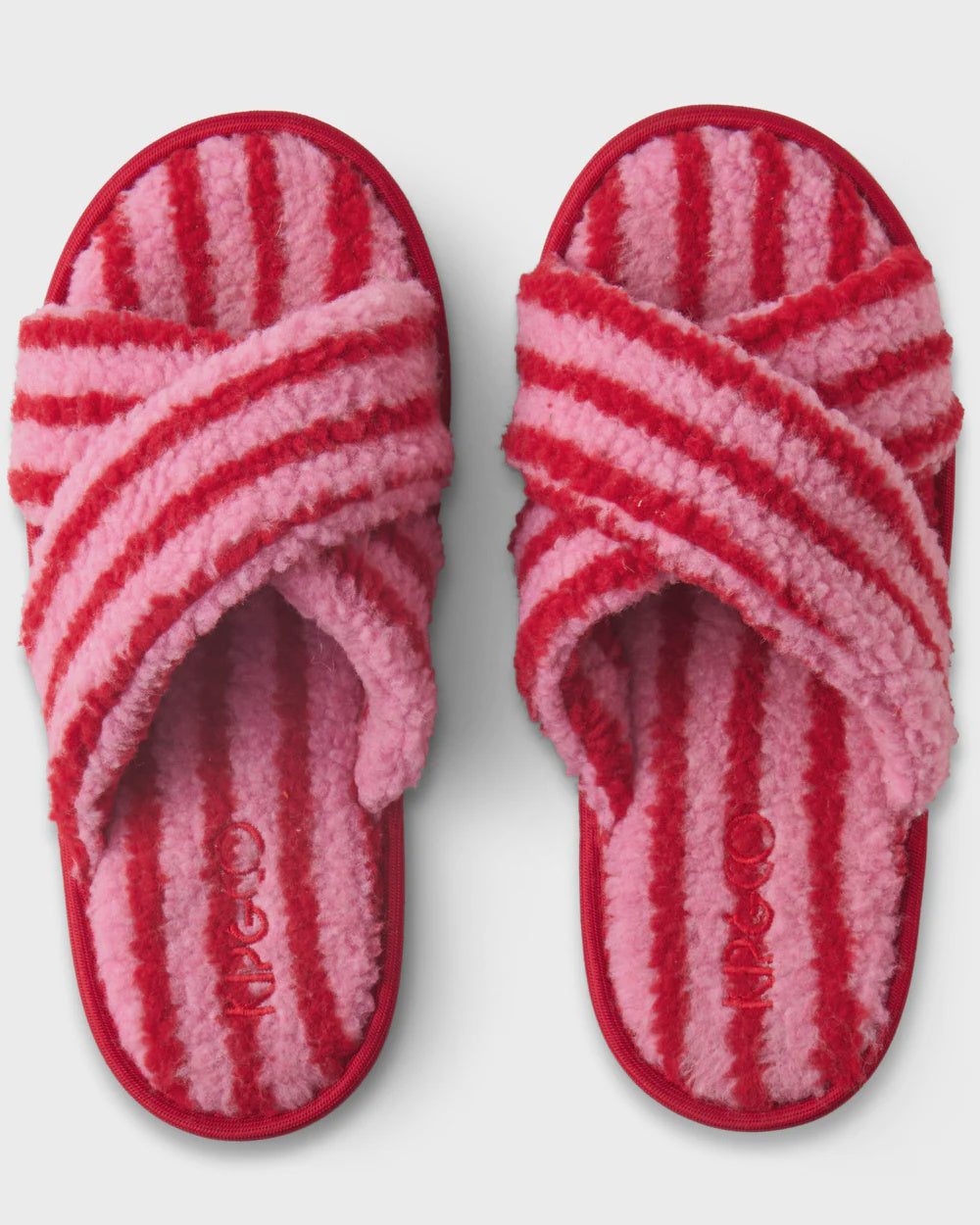 Sherpa Slippers - Candy Stripe